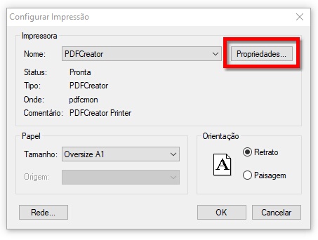 Propriedades de impresso
